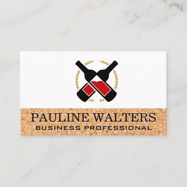 Bouteilles de vin et Carte de visite de liège (Devant)