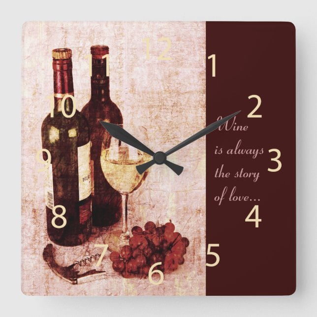 Bouteilles de vin rustiques et horloge en verre de (Recto)