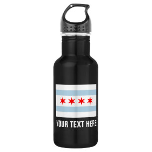 Bouteilles d'eau du drapeau de Chicago personnalis