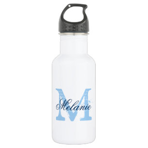 Bouteilles d'eau mariage monogramme bleu personnal