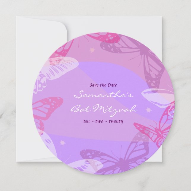 BOUTEILLES & ÉTOILES Invitation Bat mitzvah ronde (Devant)