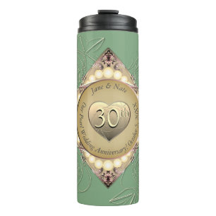 Bouteilles Isothermes 30e/12e anniversaire de Mariage Pearl & Green