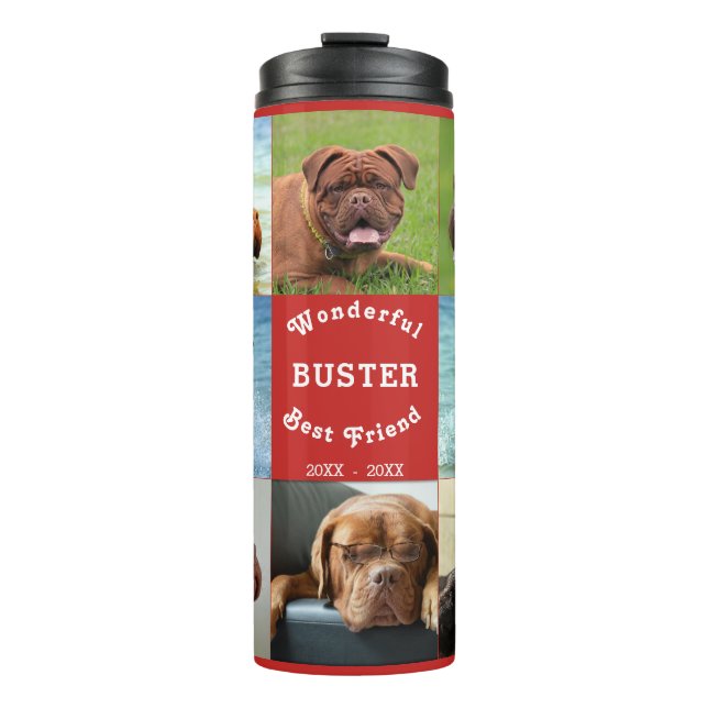 Bouteilles Isothermes 8 Photo Famille ✨ Collage Personnalisé Chien (Devant)