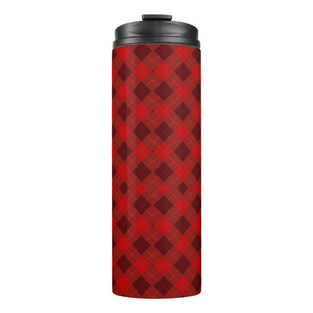 Bouteilles Isothermes A tall travel mug with a vibrant red plaid pattern (Devant)