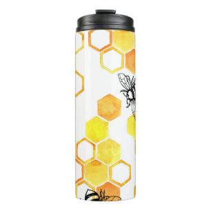 Bouteilles Isothermes Abeilles de miel : Motif d'aquarelle jaune