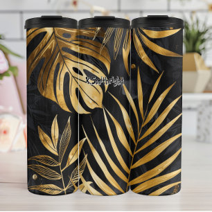 Bouteilles Isothermes Abstrait Botanique Noir et Or