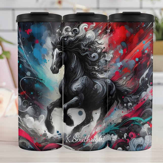 Bouteilles Isothermes Abstrait Horse Dessin de peinture dynamique (Créateur téléchargé)