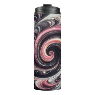 Bouteilles Isothermes Abstrait Moderne Tourbillonnant Rose, Noir et Blan