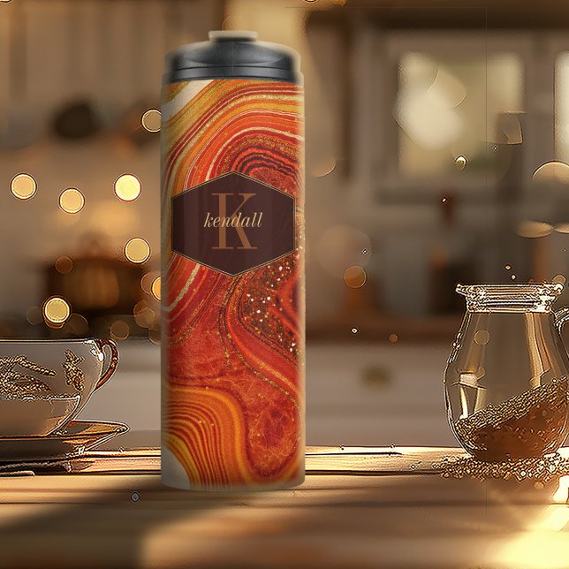 Bouteilles Isothermes Abstrait Monogramme Agate Hot Orange ID827 (Créateur téléchargé)