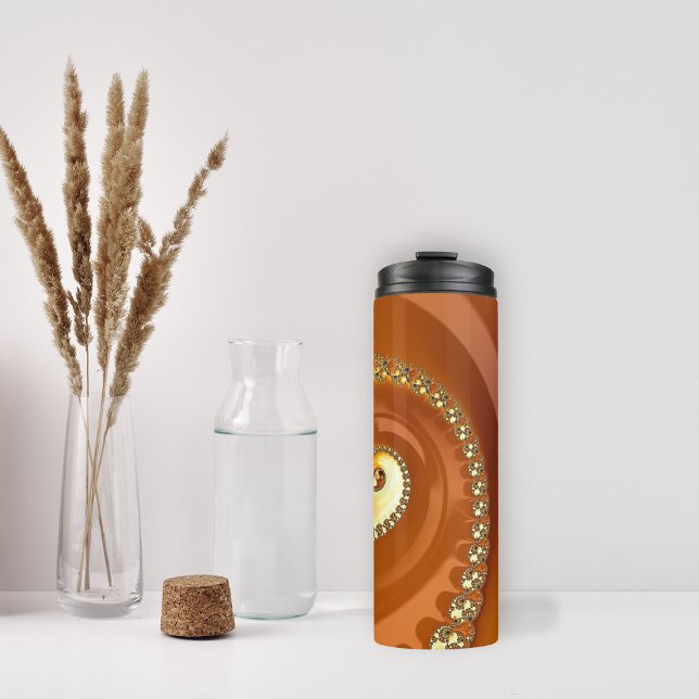 Bouteilles Isothermes Abstrait or Orange Dégradé Spiral Fractal (Créateur téléchargé)