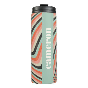 Bouteilles Isothermes Abstrait Wavy Stripes Aqua et Peach Personnalisé