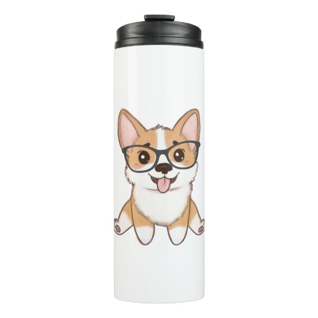 Bouteilles Isothermes Adorable Corgi Puppy With Glasses (Devant)