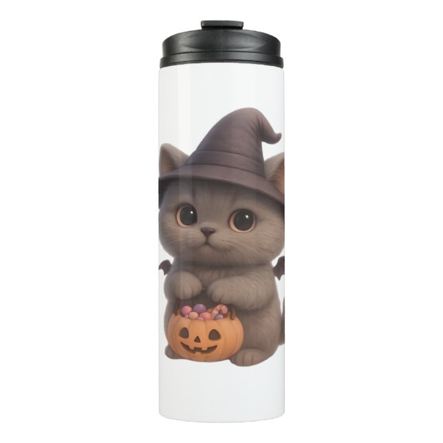 Bouteilles Isothermes Adorable Kitten en costume de sorcière Halloween a (Devant)