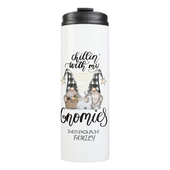 Bouteilles Isothermes Adorable mignonne Gnomes Black Buffalo Plaid (Devant)