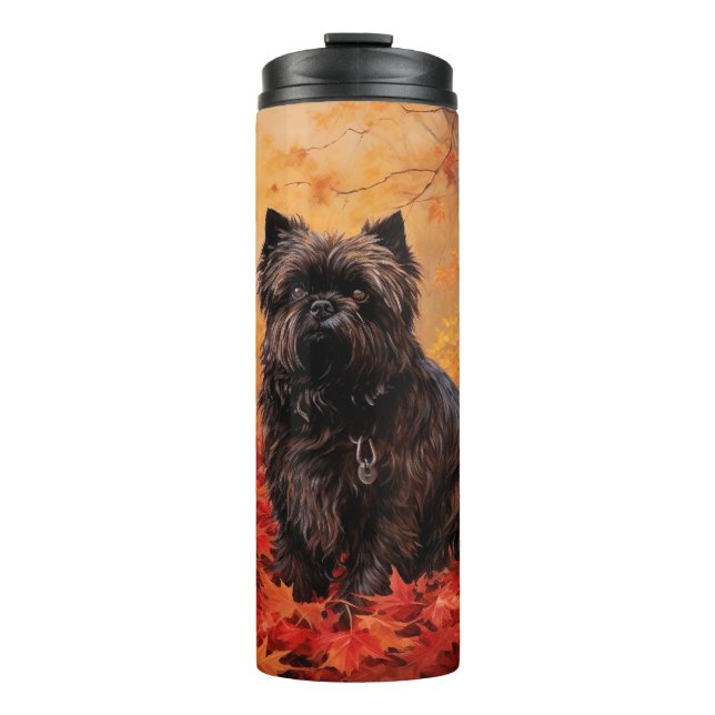 Bouteilles Isothermes Affenpinscher en automne Feuilles automne Inspiré (Devant)