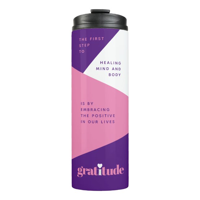 Bouteilles Isothermes Affirmations Gras Coeur Violet Rose Gratitude (Devant)