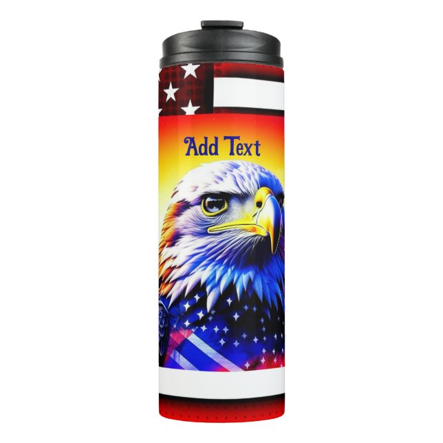 Bouteilles Isothermes Aigle patriotique et drapeau américain Personnalis (Devant)