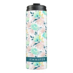 Bouteilles Isothermes Ajoutez votre motif floral nommé d'aquarelle