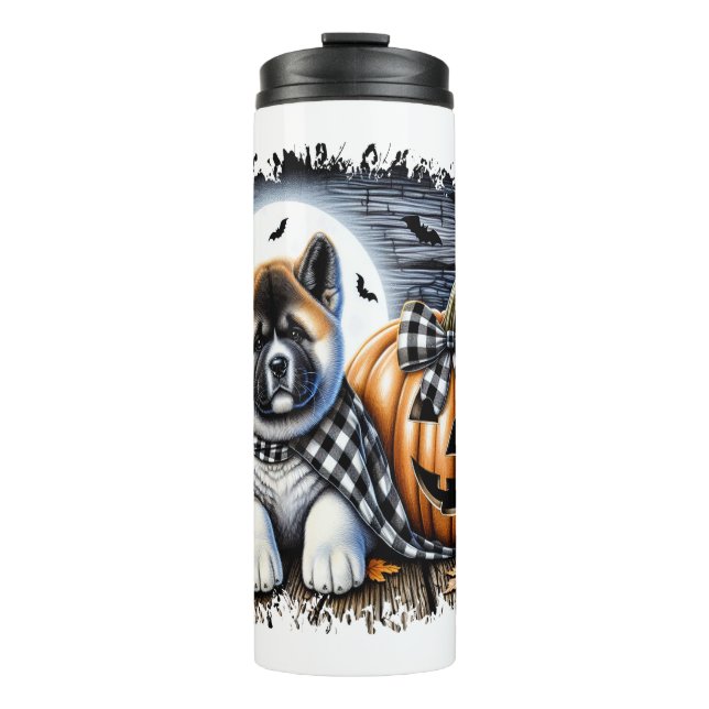 Bouteilles Isothermes Akita Dog Carré d'Halloween (Devant)