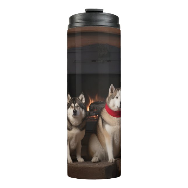 Bouteilles Isothermes Akita par le Noël de la cheminée (Devant)