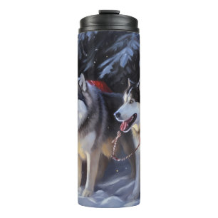 Bouteilles Isothermes Alaskien Malamute Snowy Sleigh Ride Noël
