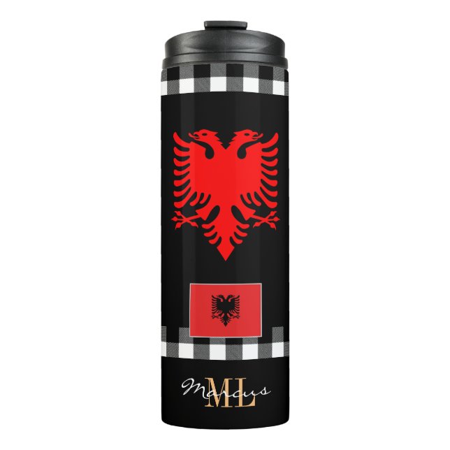Bouteilles Isothermes Albanie patriotique voyage Mug, drapeau albanais (Devant)