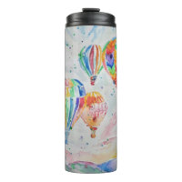 Ambiance colorée avec ballon à air chaud Aquarelle