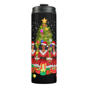 Bouteilles Isothermes American African Christmas Santa Claus Black Girls