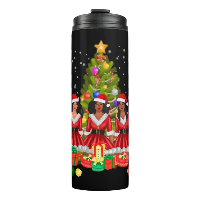 Bouteilles Isothermes American African Christmas Santa Claus Black Girls (Devant)