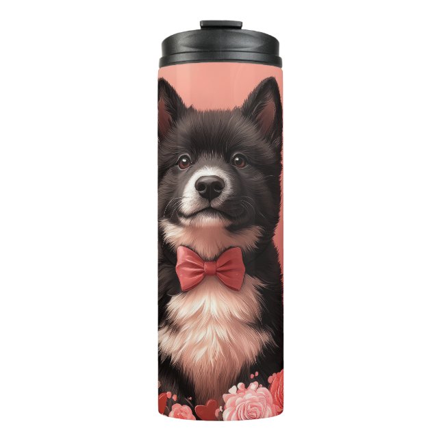 Bouteilles Isothermes American Akita avec Rose - Saint Valentin (Devant)