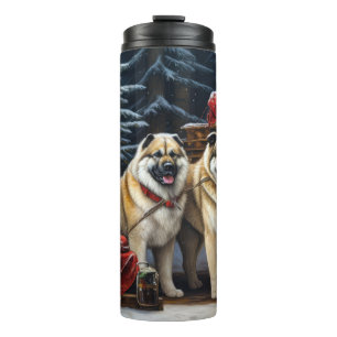 Bouteilles Isothermes American Akita Snowy Sleigh Ride Décor de Noël