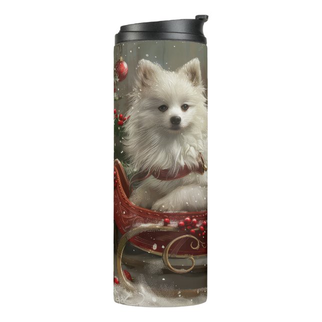 Bouteilles Isothermes American Eskimo Chien Festif de Noël (Tourné sur la gauche)
