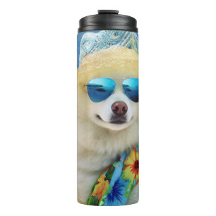 Bouteilles Isothermes American Eskimo on Beach, cadeau d'été pour amoure