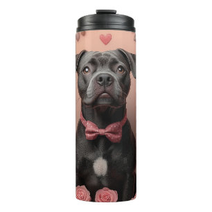 Bouteilles Isothermes American Staffordshire avec Roses - Saint-Valentin