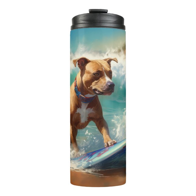 Bouteilles Isothermes American Staffordshire Beach Surf Peinture (Devant)