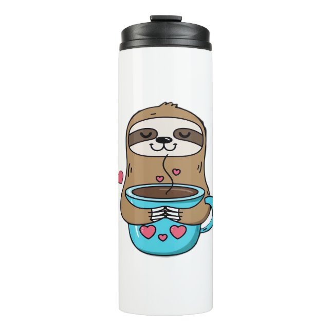 Bouteilles Isothermes Amoureux De Café Chibi Sloth - Cute Kawaii Sloth H (Devant)