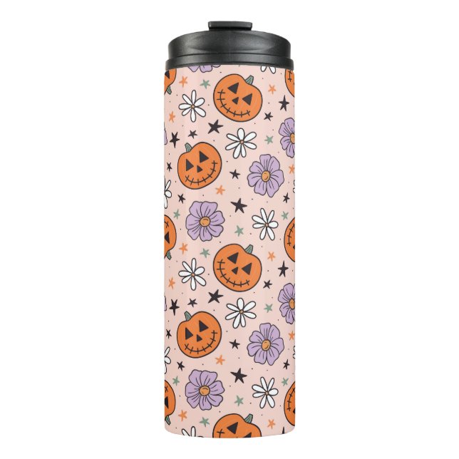 Bouteilles Isothermes Amusants Citrouilles d'Halloween et Fleurs Motif (Devant)