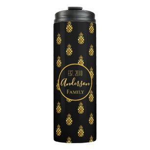 Bouteilles Isothermes Ananas nom de famille en or noir