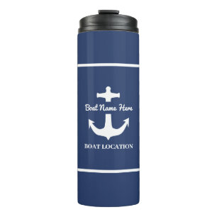Bouteilles Isothermes Ancre personnalisée Marine Nom du bateau bleu Lieu