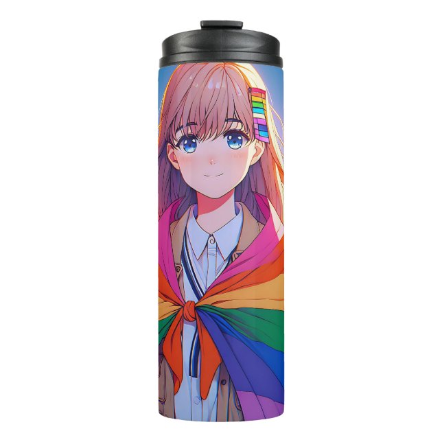 Bouteilles Isothermes Anime Girl avec LGBTQIA+ Cape (Devant)