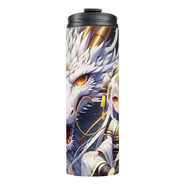 Bouteilles Isothermes Anime Girl Warrior et Dragon Ai Art (Devant)