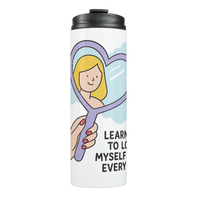 Bouteilles Isothermes Apprendre à m'aimer - Illustration du miroir du co (Devant)