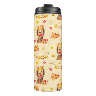 Bouteilles Isothermes Aquarelle Automne motif transparent. Cute col