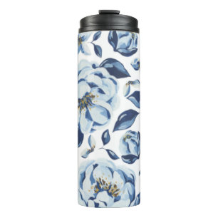Bouteilles Isothermes Aquarelle bleue motif floral