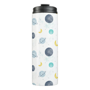 Bouteilles Isothermes Aquarelle Blue Space Planet Motif