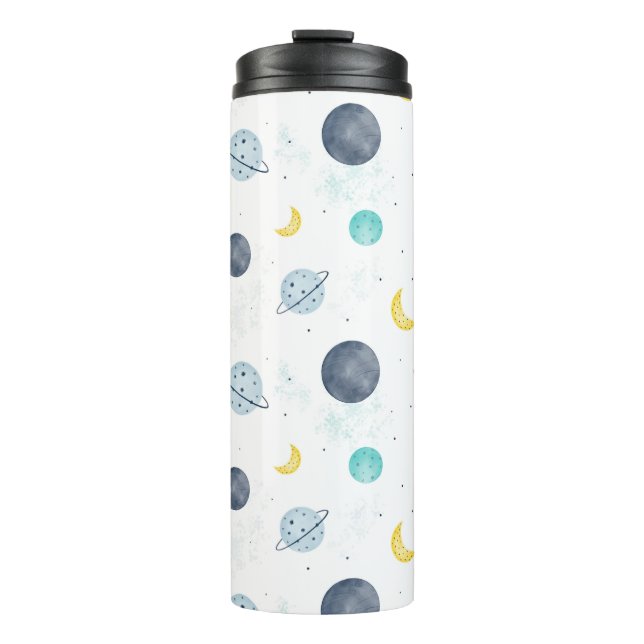 Bouteilles Isothermes Aquarelle Blue Space Planet Motif (Devant)