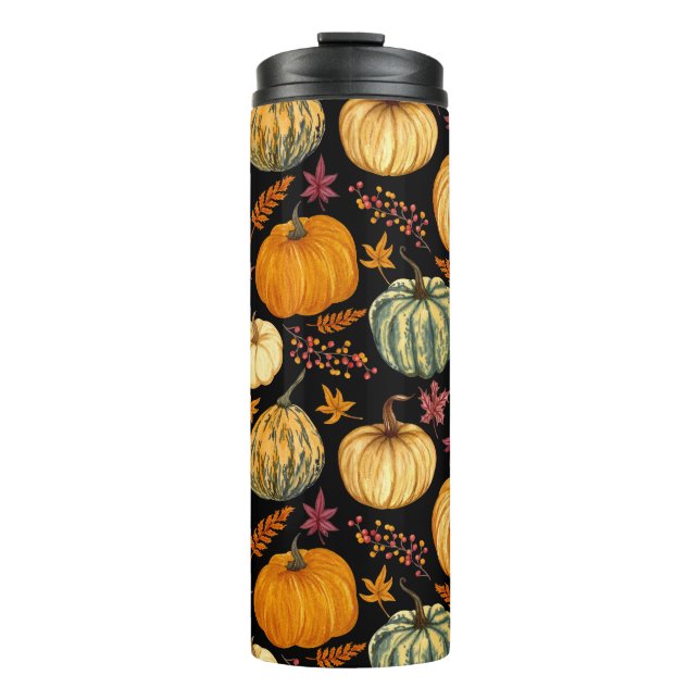Bouteilles Isothermes Aquarelle Citrouilles : Automne Motif sans couture (Devant)