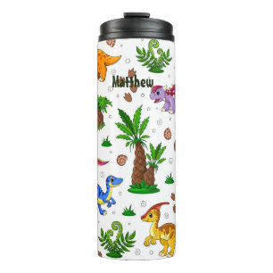 Bouteilles Isothermes Aquarelle couleur mignonne Motif vert Dinosaur