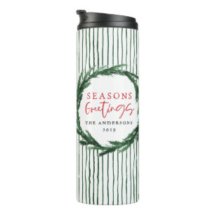 Bouteilles Isothermes Aquarelle couronne + rayures cadeau de Noël