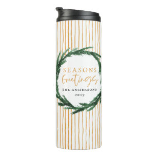 Bouteilles Isothermes Aquarelle couronne + rayures cadeau de Noël